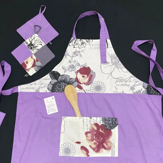 Tablier de cuisine violet, Maison fait main au Maroc