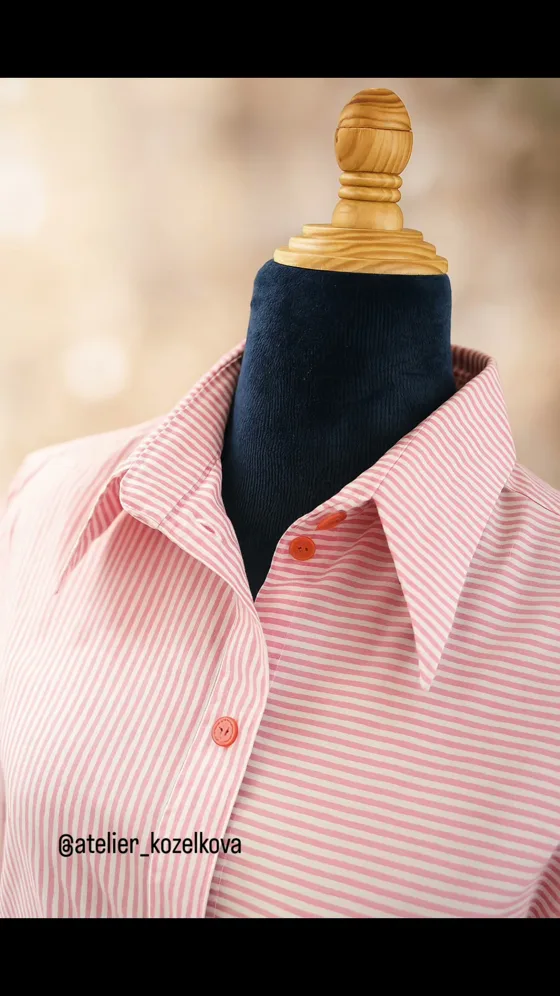Chemise rayée rose, Vêtements fait main au Maroc