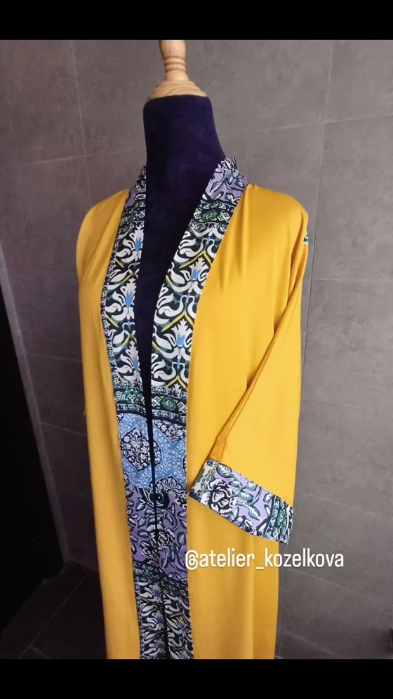 Kimono jaune moutarde, Vêtements fait main au Maroc