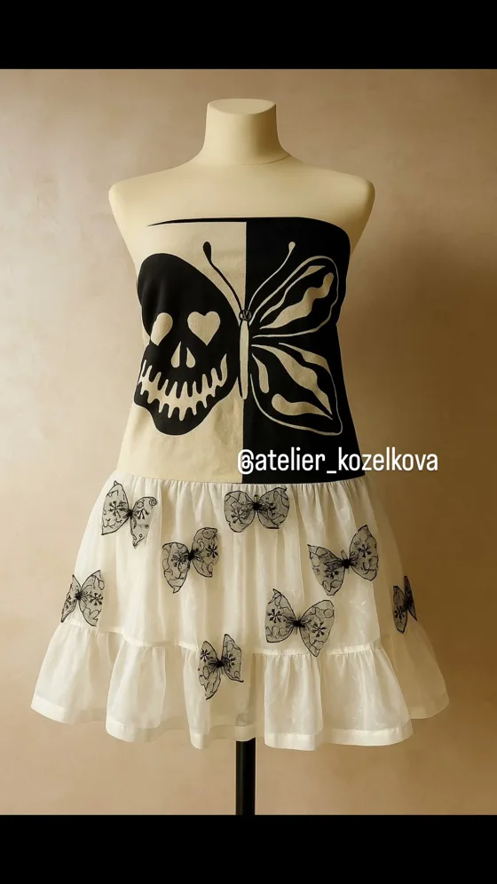 Bustier peint papillon, Vêtements fait main au Maroc