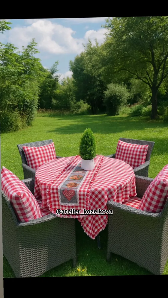 Nappe vichy rouge, Maison fait main au Maroc