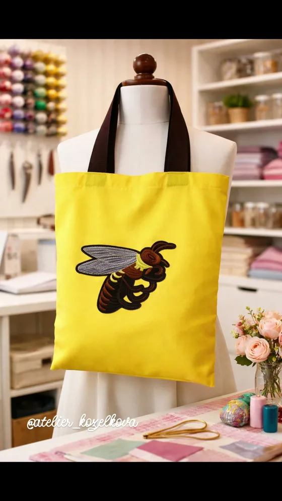 Sac brodé abeille, Sacs fait main au Maroc
