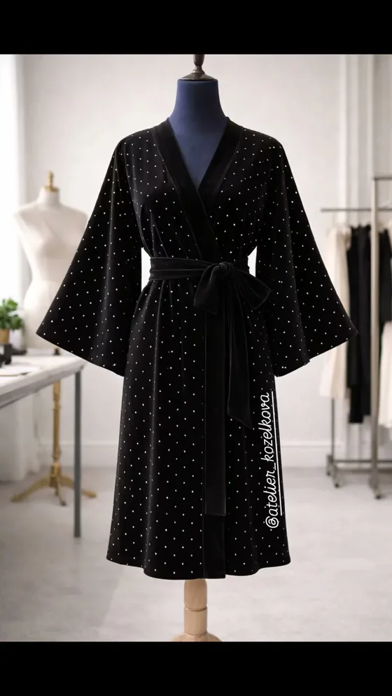Robe portefeuille à pois, Vêtements fait main au Maroc