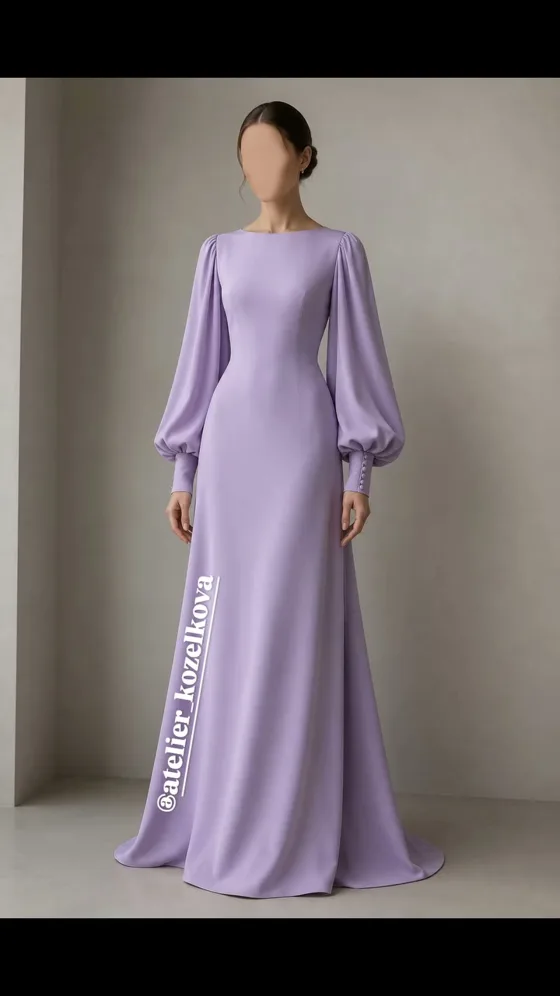 Robe longue lilas, Vêtements fait main au Maroc